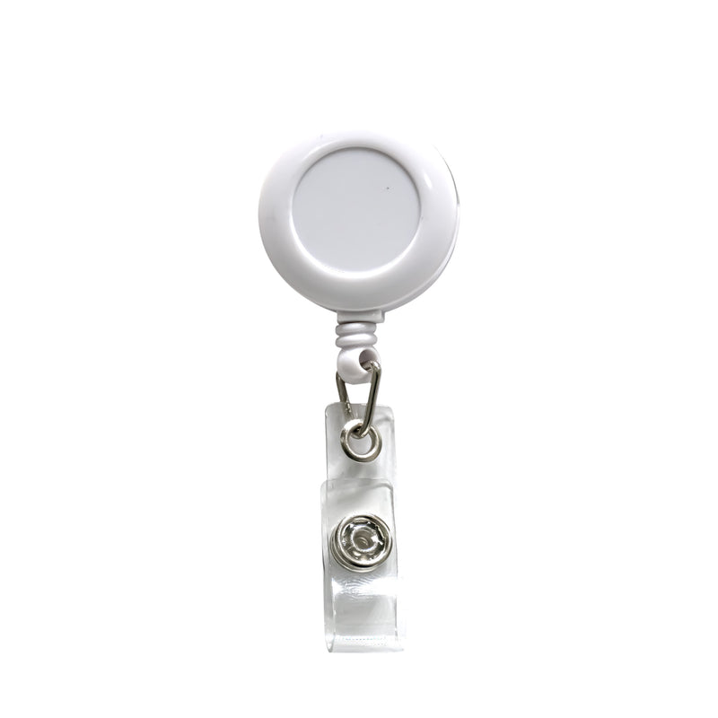 Plastic round badge reel with small round surface white