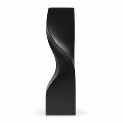 Matte black twisted crystal award, tall sculptural column shape