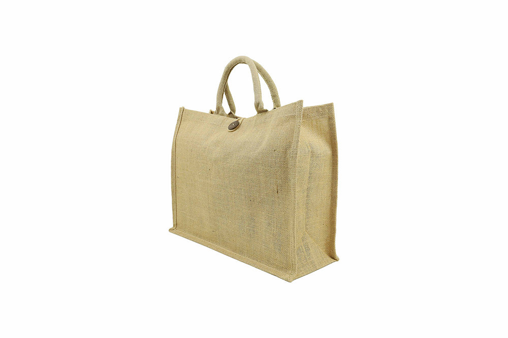 Jute Bag with Button Closure – custom branded corporate gift, Kaaf Creations UAE