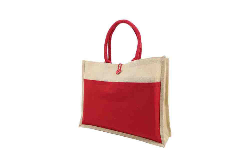 Jute Bag with Canvas Pocket – custom branded corporate gift, Kaaf Creations UAE