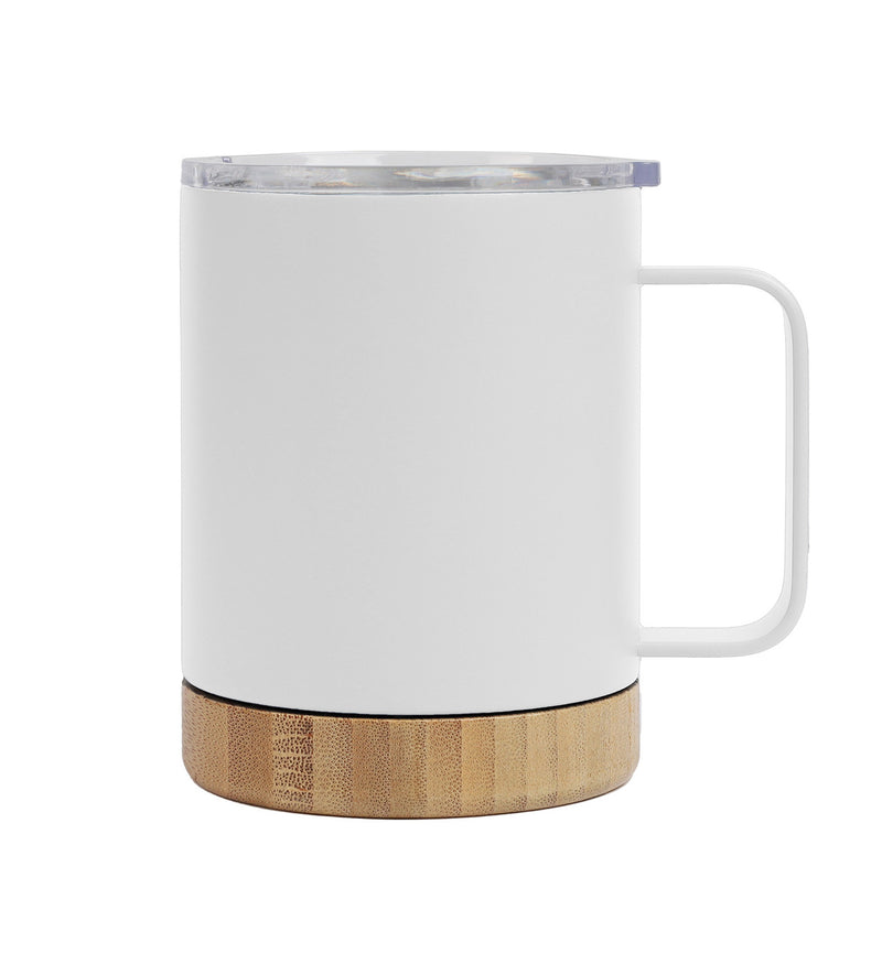 Bamboo Base Stainless Steel Mug – custom branded corporate gift, Kaaf Creations UAE