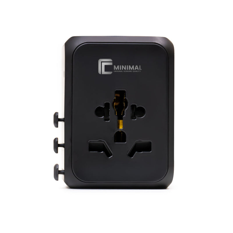 Universal travel adapter with 3 Type C and 2 USB A ports