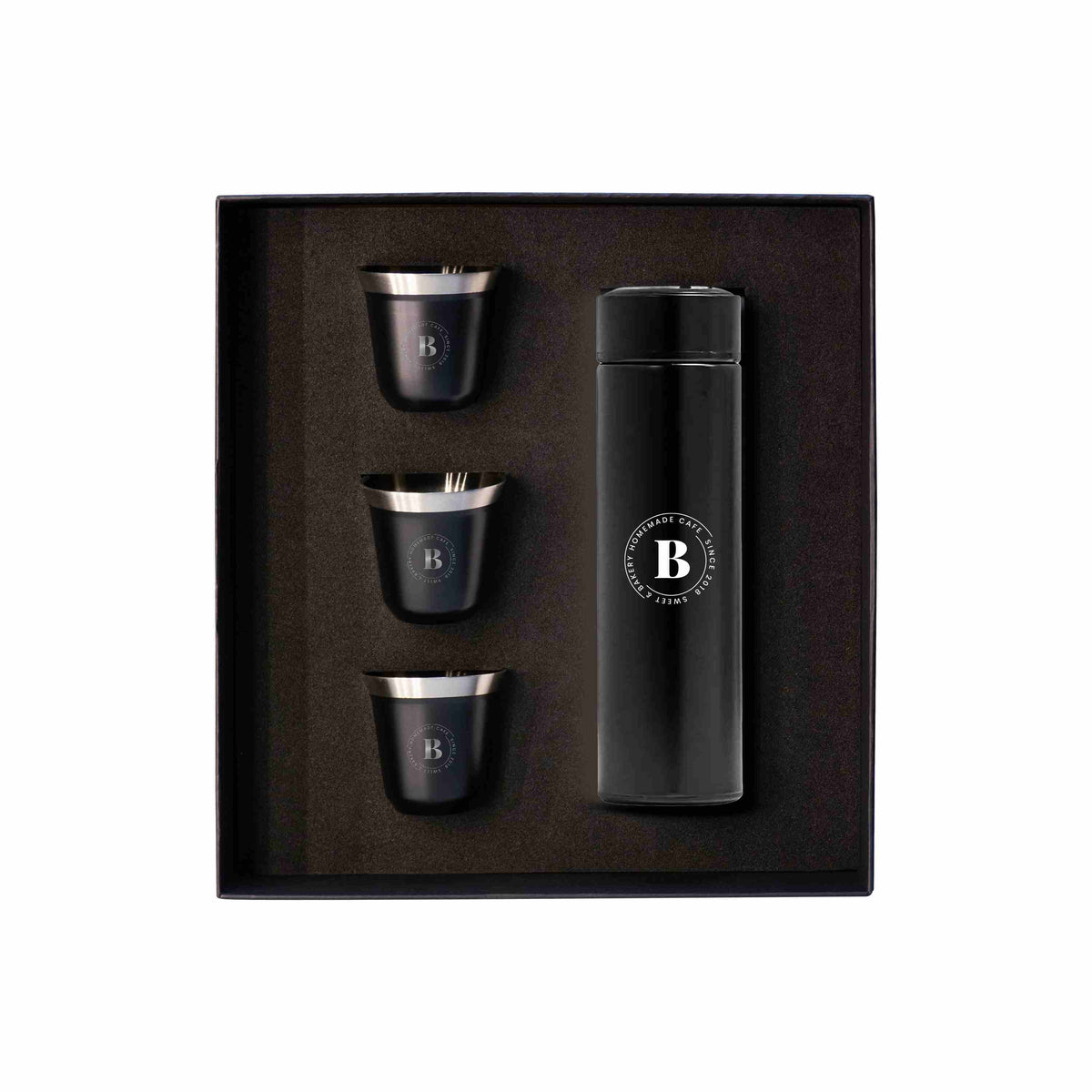 Promotional Gift set with Insulated Bottle and espresso cup Black