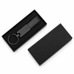 Matte black tag keychain with black PU leather strap