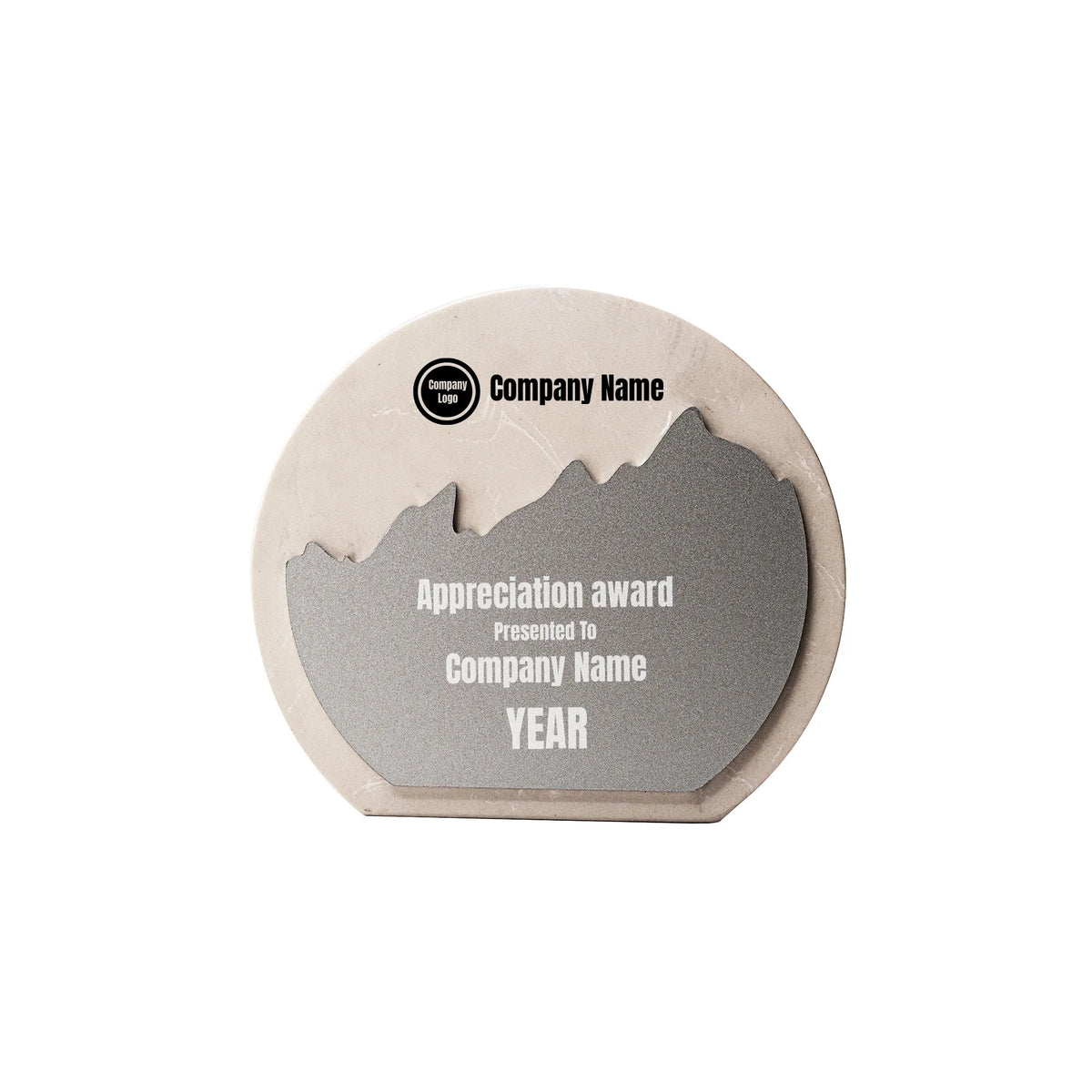 White Stone Plaque Award With Metal Plate