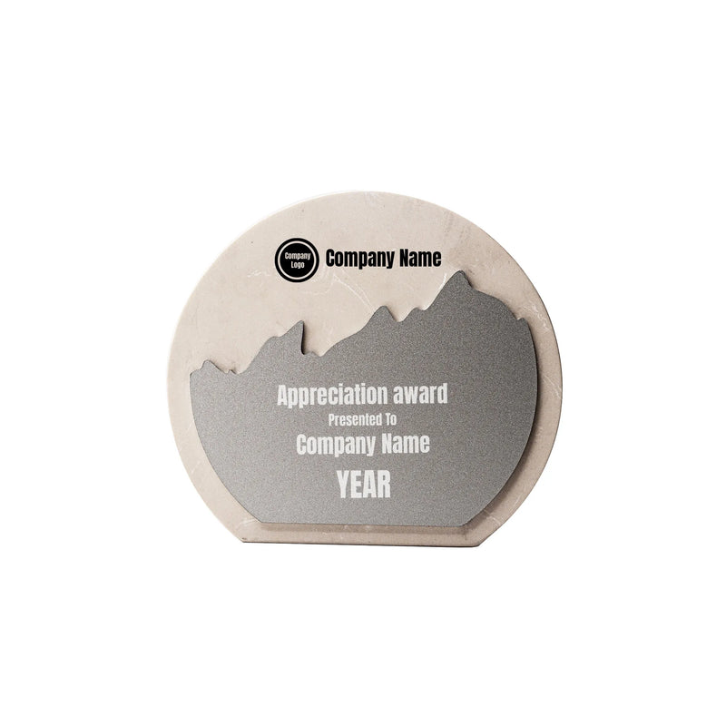 White Stone Plaque Award With Metal Plate