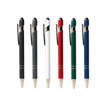 Metal Pen With Silver Ring And Stylus Green