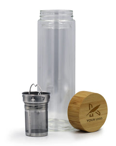 Glass Bottle with Bamboo Lid - Elegant & Eco-Friendly 500ml Kaaf Creations