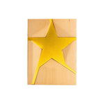 Wooden Trophy With Metal Star Gold