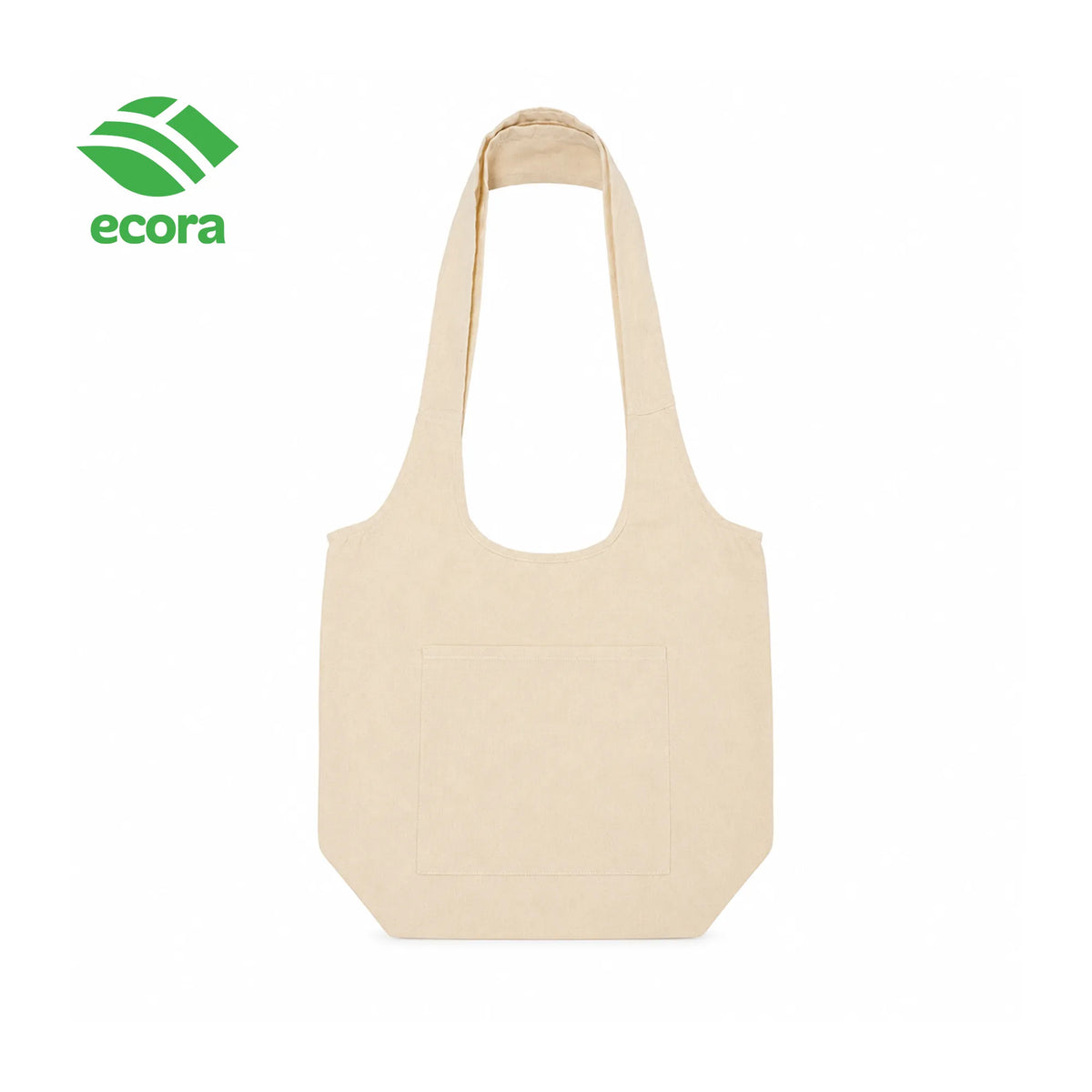 Toto canvas shoulder tote in natural with a large printed logo on the front panel