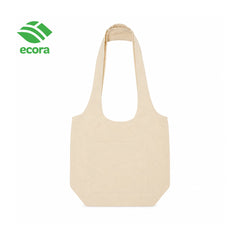 Toto canvas shoulder tote in natural with a large printed logo on the front panel