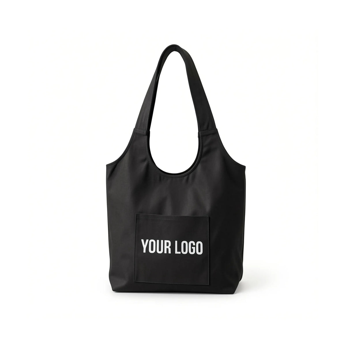 Toto canvas shoulder tote in natural with a large printed logo on the front panel