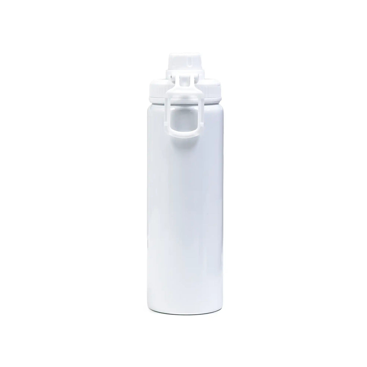 Reusable aluminium sports bottle with handle, 800 ml capacity, black and white color options for corporate gifting.