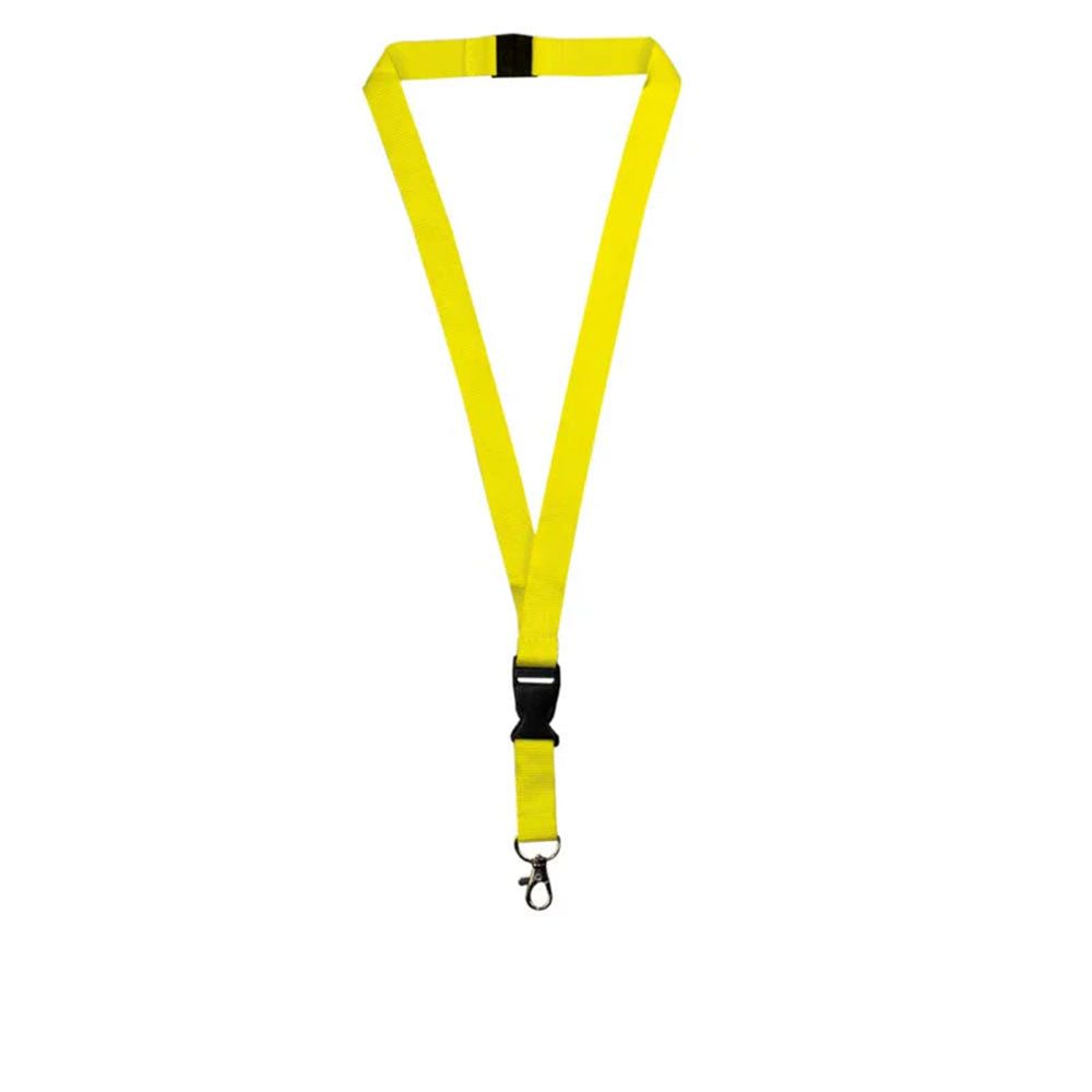 Lanyard With Buckle Metal Hook And Safety Clip Yellow