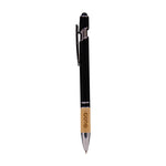 Metal Pen With Stylus and Bamboo Grip Black