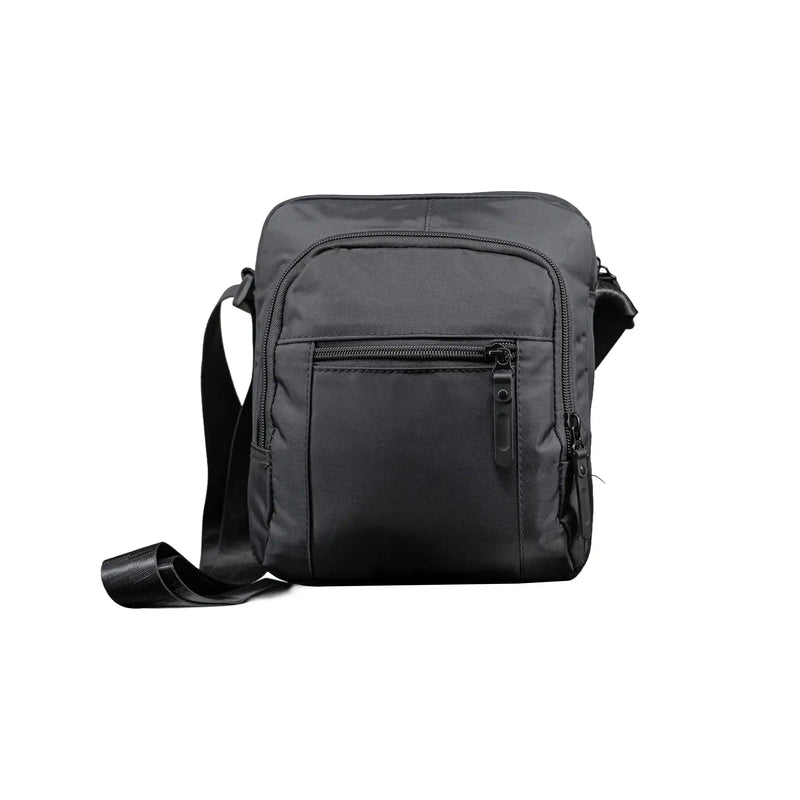 Premium black sling bag with adjustable strap and multi-compartment travel design