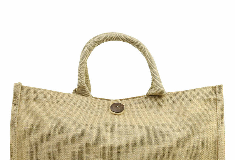 Jute Bag with Button Closure – custom branded corporate gift, Kaaf Creations UAE