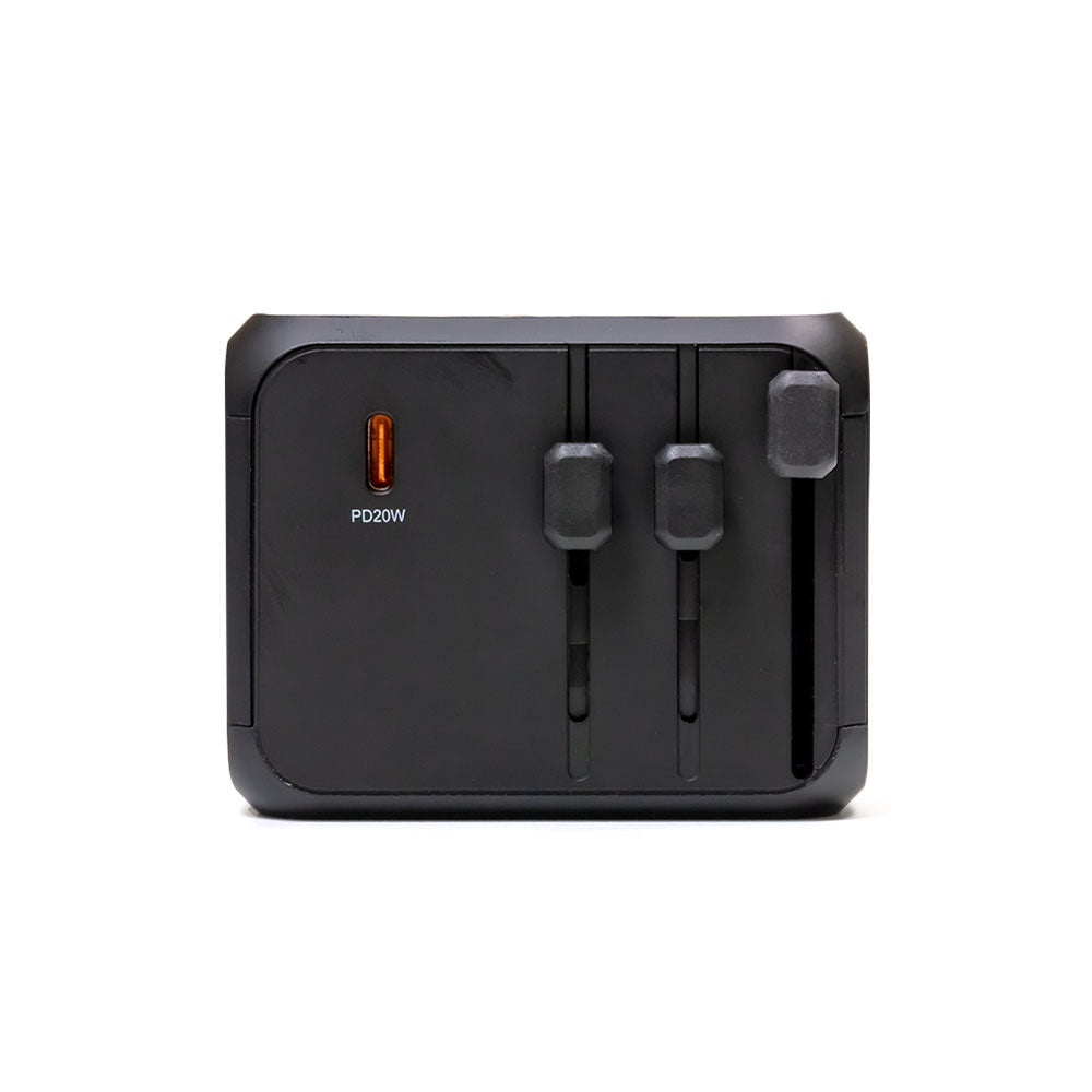 Universal travel adapter with 3 Type C and 2 USB A ports