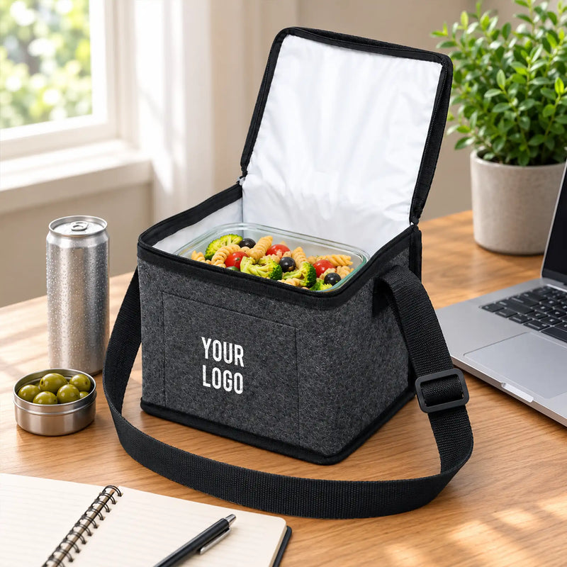 Auré insulated cooler bag in grey with an adjustable shoulder strap