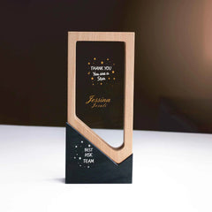 Trophy With Wood Crystal and Black Stone