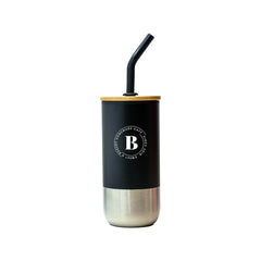 Black Eco Tumbler with Bamboo Lid and Straw
