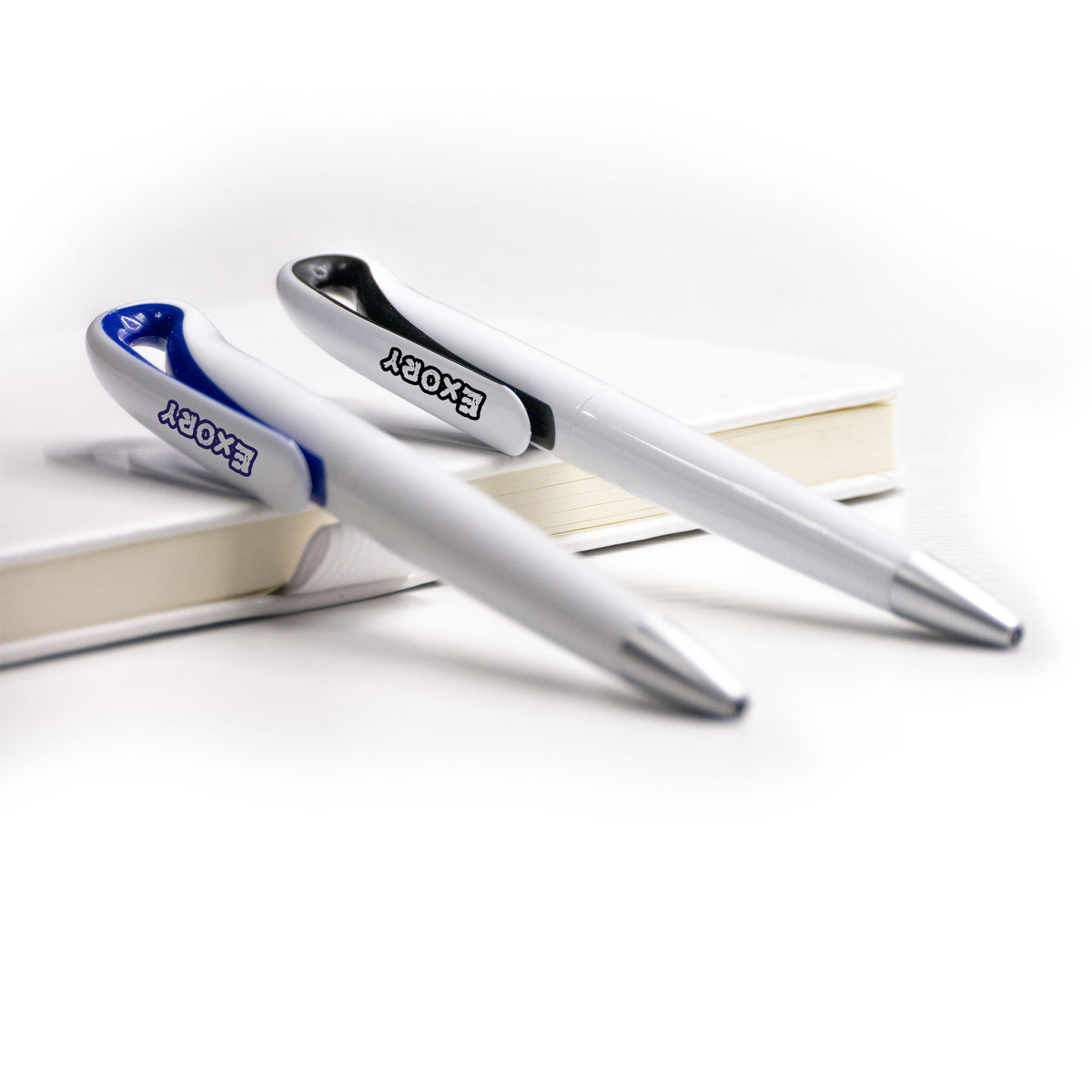 White plastic pen Blue