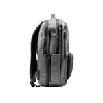 Gray executive laptop backpack with USB charging port and multiple compartments