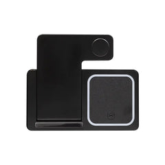 3-in-1 Wireless Charging Station with LightUp Logo - Black Foldable Design
