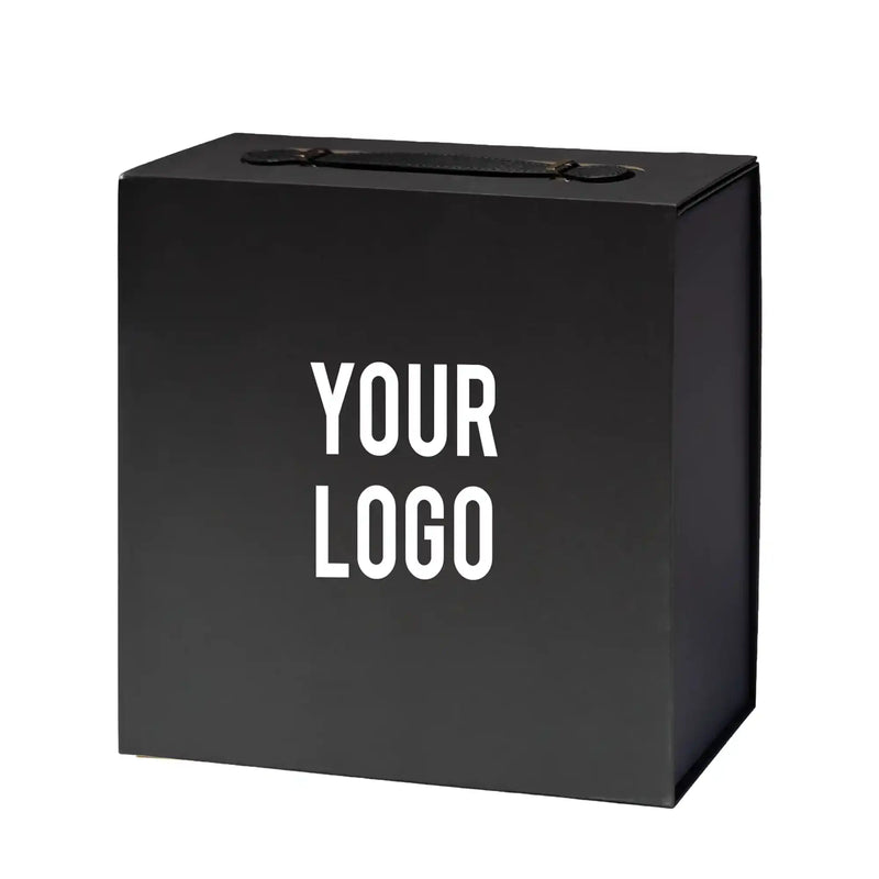 Luxury Gift Box with PU Leather Handle Black Large