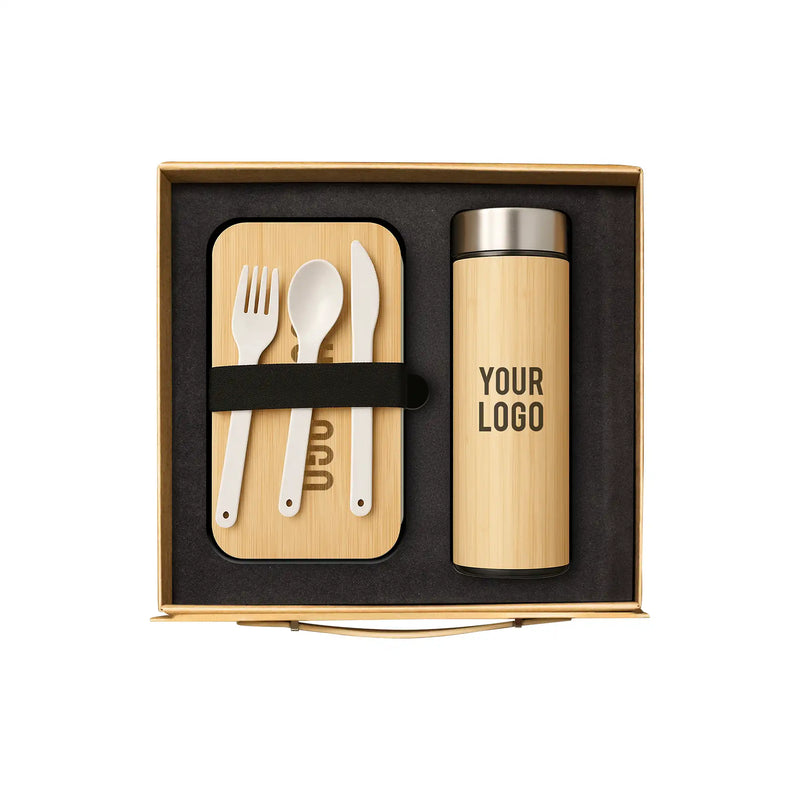 EcoBento Duo wheat straw lunchbox bamboo thermos corporate gift set UAE
