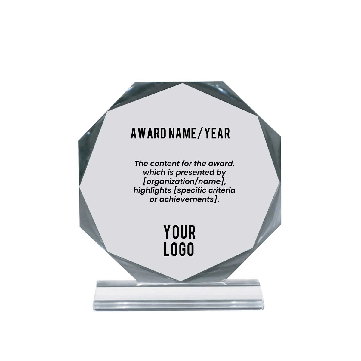 Octagon Crystal Award Medium