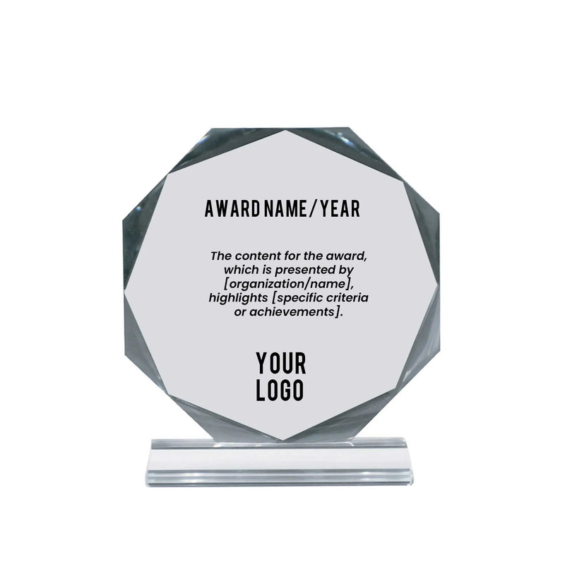 Octagon Crystal Award Medium