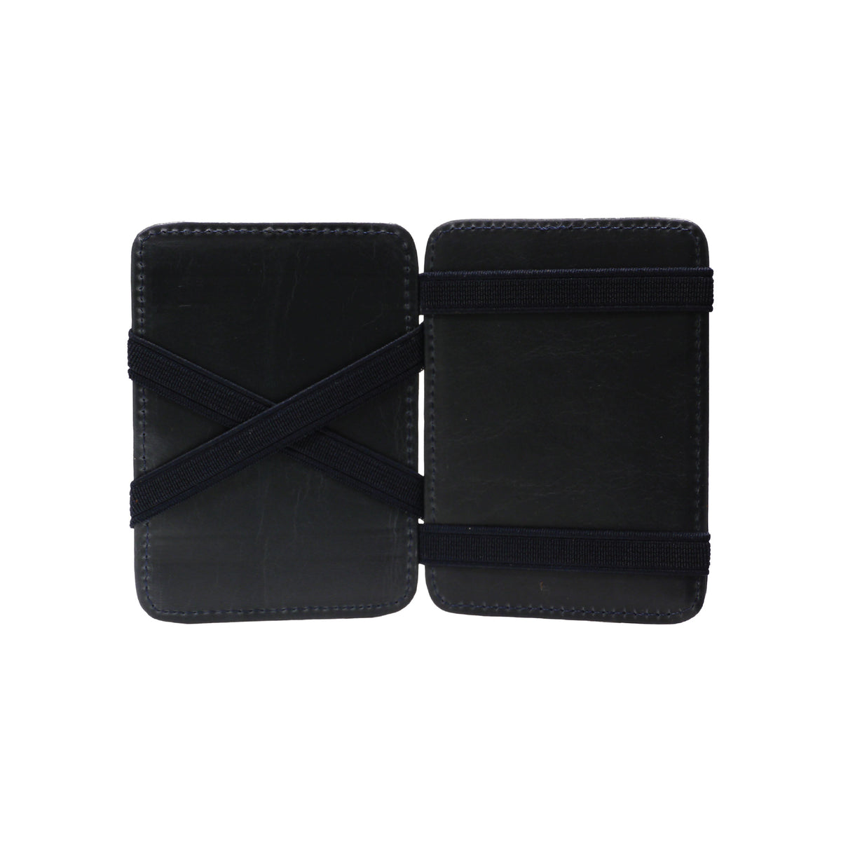 Leather card holder with both side opening Black