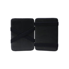 Leather card holder with both side opening Black