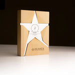 Wooden Trophy With Metal Star Silver