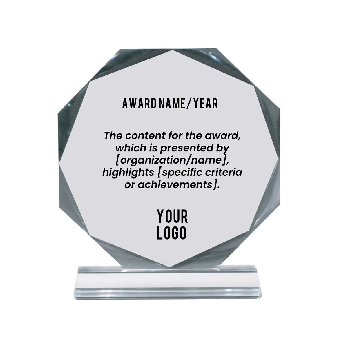 Octagon Crystal Award Large