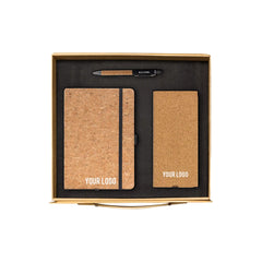CorkFusion eco tech corporate gift set cork notebook wireless charging mousepad UAE
