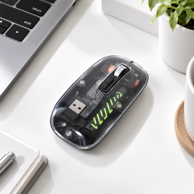Transparent Wireless Mouse Rechargeable Black