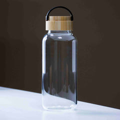 Glass Bottle With Eco Sleeve and Bamboo Lid