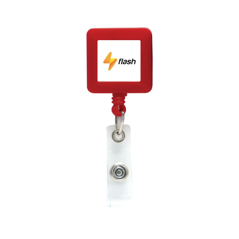 Plastic badge reel in square shape Red