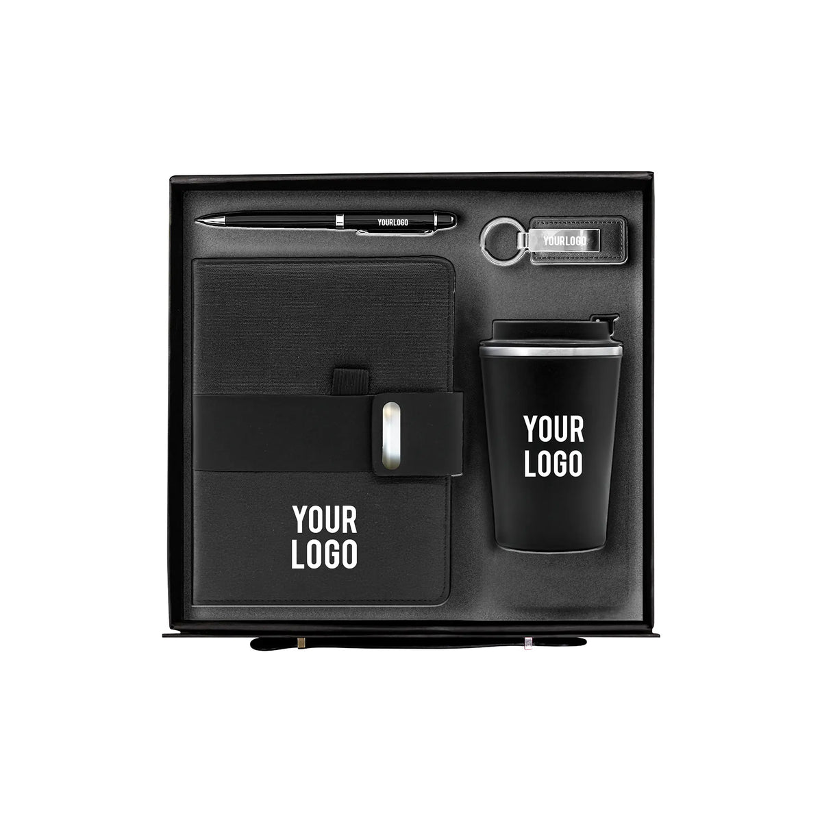 ExecuBlend 4-piece black executive corporate gift set thermal mug notebook UAE