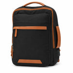 Back of the black Voxtra backpack showing padded straps and breathable mesh panel
