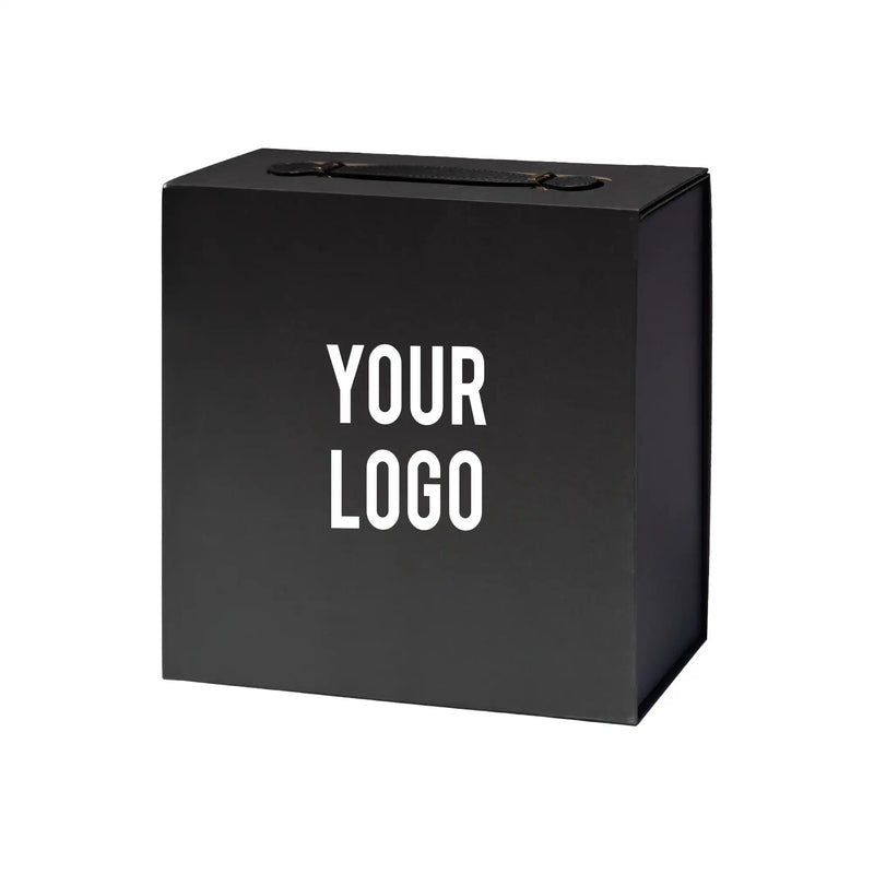 Luxury Gift Box with PU Leather Handle Black