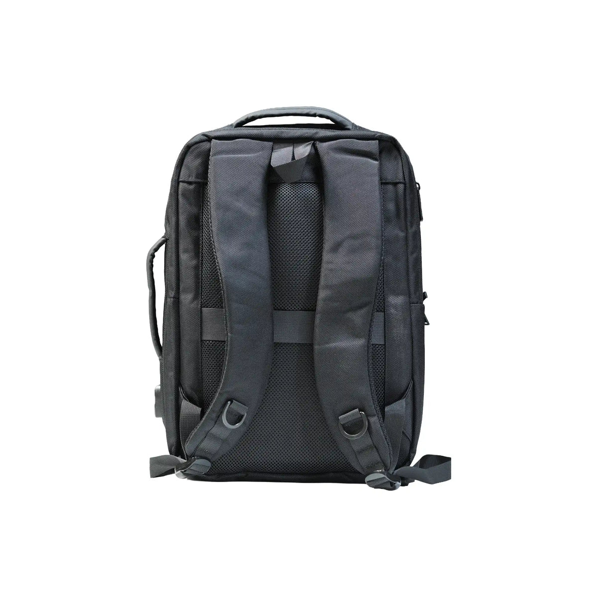 Black executive laptop backpack with USB charging port and multiple compartments