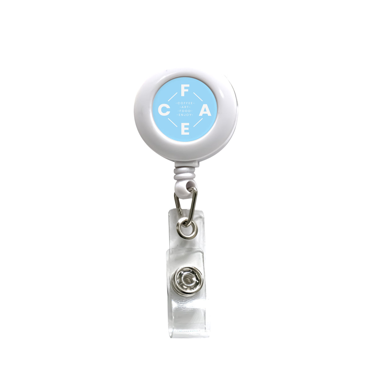 Plastic round badge reel with small round surface white