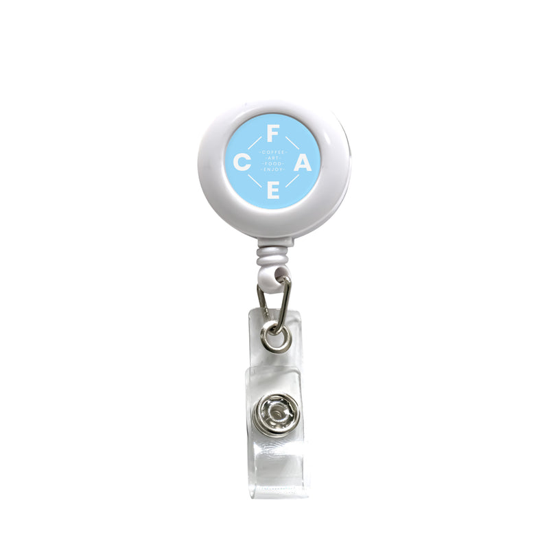 Plastic round badge reel with small round surface white