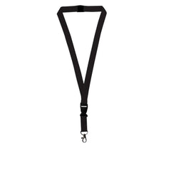Lanyard With Buckle Metal Hook And Safety Clip Black