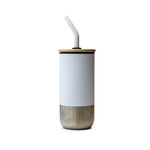 White Eco Tumbler with Bamboo Lid and Straw