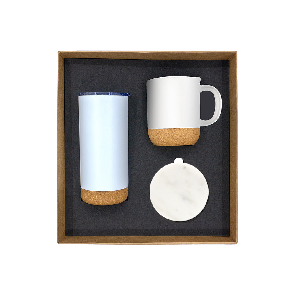 Promotional Giftset with Cork gifts and Marble Coaster