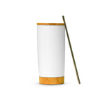 Stainless Steel Tumbler With Bamboo Lid And Base White